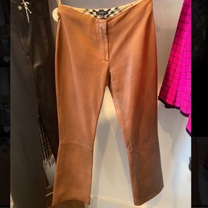 Burberry Leather Pants In Rich Tan